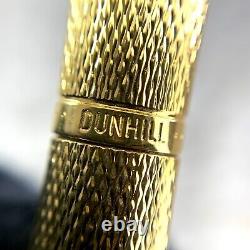Vintage Dunhill Ballpoint Pen Gemline Gold Plated Black Clip Grain d'Orge withCase