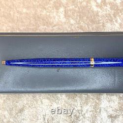 Vintage Dunhill Ballpoint Pen Gemline Rare Blue Marble Lacquer Gold Plateed Trim