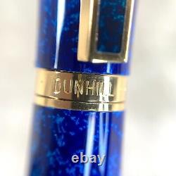 Vintage Dunhill Ballpoint Pen Gemline Rare Blue Marble Lacquer Gold Plateed Trim