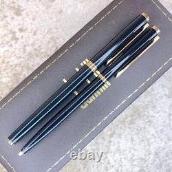 Vintage Dunhill Fountain & Ballpoint Pen Set Black Lacquer Gemline withCase