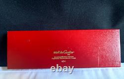 Vintage Must De Cartier Ballpoint Pen Brushed Steel With Gold Trim Boxed