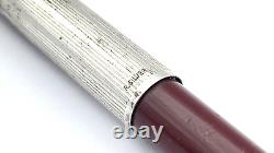 Vintage Parker 51 Ballpoint Pen In Rolled Silver And Blood Red Made In England