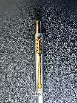 Vintage Parker 75 Classic Matte Silver & Gold Ball Point 1987