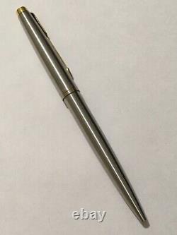 Vintage Parker 75 Steel Flighter Gold Trim Ballpoint Pen-usa-black Ink-superb
