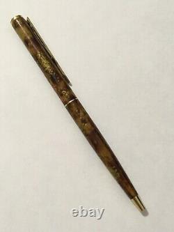 Vintage Parker Arrow Chinese Lacquer Amber Gold Trim Ballpoint Pen-blue Ink