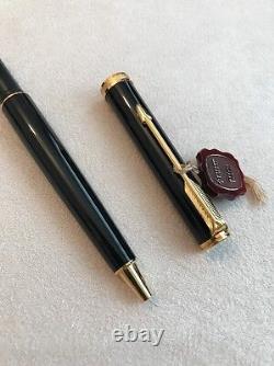 Vintage Parker Premier Black Noir Gold Trim Ballpoint Pen-boxed-uk-superb