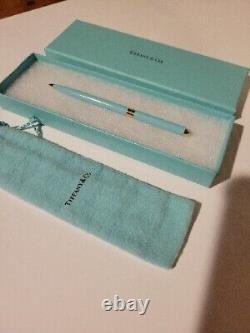 Vintage/ Retired Tiffany & Co. Gold Blue Diamond Enamel Ballpoint Purse Pen NEW
