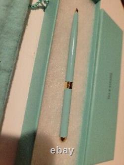 Vintage/ Retired Tiffany & Co. Gold Blue Diamond Enamel Ballpoint Purse Pen NEW