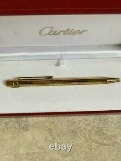 Vintage Santos de Cartier Roller Ballpoint Pen Gold with Case & Box, NEW