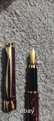 Vintage Senator Burgundy/Brown Marbled Gold Trim Pen Heavy, German