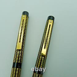 Vintage Shaeffer Targa Regency Gold Stripe Ballpoint & Fountain Pen Set & case