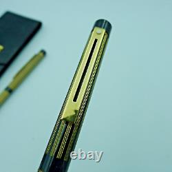 Vintage Shaeffer Targa Regency Gold Stripe Ballpoint & Fountain Pen Set & case