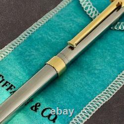Vintage Tiffany & Co. Signature Gold T-Clip Silver Chrome Ball Point Pen