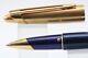 Vintage Waterman Edson Sapphire Blue Rollerball Pen, Gt (cased & Refill)