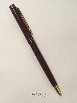 Vintage Waterman Exclusive Maroon Marbled Lacquer Gold Trim Ballpoint Pen-mint