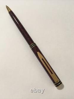 Vintage Waterman Exclusive Maroon Marbled Lacquer Gold Trim Ballpoint Pen-mint
