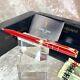 Vintage Yves Saint Laurent Ballpoint Pen Red Lacquer Gold Trim Withcase & Papers