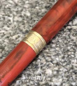 Vintage Yves Saint Laurent Ballpoint Pen-red Ripple Marble Laque-gold Trim