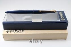 Vintage (c1980-83) Parker 45 TX Matt Blue Ballpoint Pen, GT (Cased & Refill)