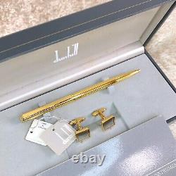 Vintage dunhill Ballpoint Pen & Cufflinks Gemline Gold Finish withCase & Papers