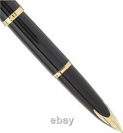 Waterman Carène Black Sea Fountain Pen, High-Gloss Black and 23k Gold Clip, Medi