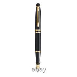 Waterman Expert Ballpoint Pen Gloss Black Chrome, 23K Gold Trim or Fountain Pen