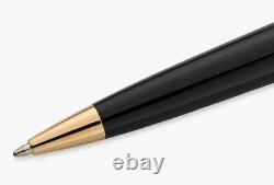 Waterman Expert Blue Ink Medium Tip Ballpoint Pen Gold Trims/Gloss Black B+