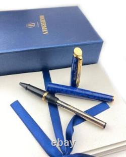 Waterman Hemisphere Rollerball Pen Marble Blue GT 40 Notecards Gift box