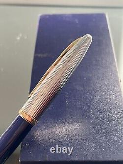 Waterman Pen Sphere Carene Deluxe Blue Chrome Spline Trim Foiled Gold