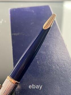 Waterman Pen Sphere Carene Deluxe Blue Chrome Spline Trim Foiled Gold