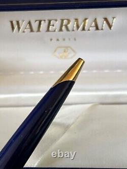 Waterman Pen Sphere Carene Deluxe Chrome Blue With Trim Foiled Gold