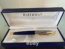 Waterman Pen Sphere Carene Deluxe Chrome Blue With Trim Foiled Gold