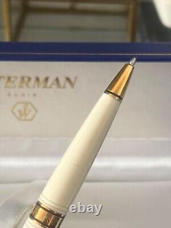 Waterman Pen Sphere White Foil Gold Marking Perfectly, Vintage Rare