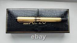 Xezo Tribune Diamond-Cut Engraved Ballpoint Pen Swiss Made 18k Gold Plated