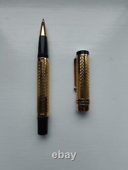 Xezo Tribune Diamond-Cut Engraved Ballpoint Pen Swiss Made 18k Gold Plated