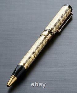 Xezo Tribune Diamond-cut Engraved Medium Ballpoint Pen, 18K Gold Plated