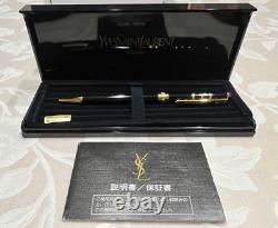 Yves Saint Laurent Black/Gold Twisted Ballpoint Pen wz/Box&Manual Vintage Mint