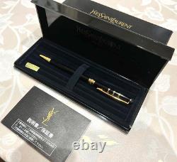 Yves Saint Laurent Black/Gold Twisted Ballpoint Pen wz/Box&Manual Vintage Mint