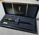 Yves Saint Laurent Collection Black/gold Cap Type Ballpoint Pen Wz/box Vintage