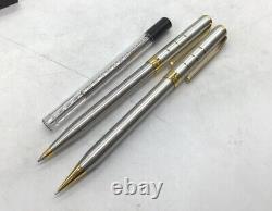 Yves Saint Laurent Silver&Gold Ballpoint Pen&Mechanical pencil (Set of 2) wz/Box