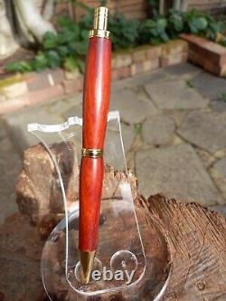 Zitan or Indian Red Sandalwood Click Pen with Gold Fittings